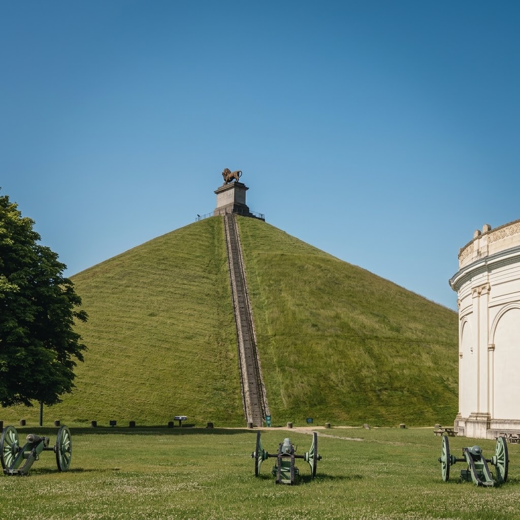 Lions Mound and the Rotunda of the Panorama of the Battle of Waterloo