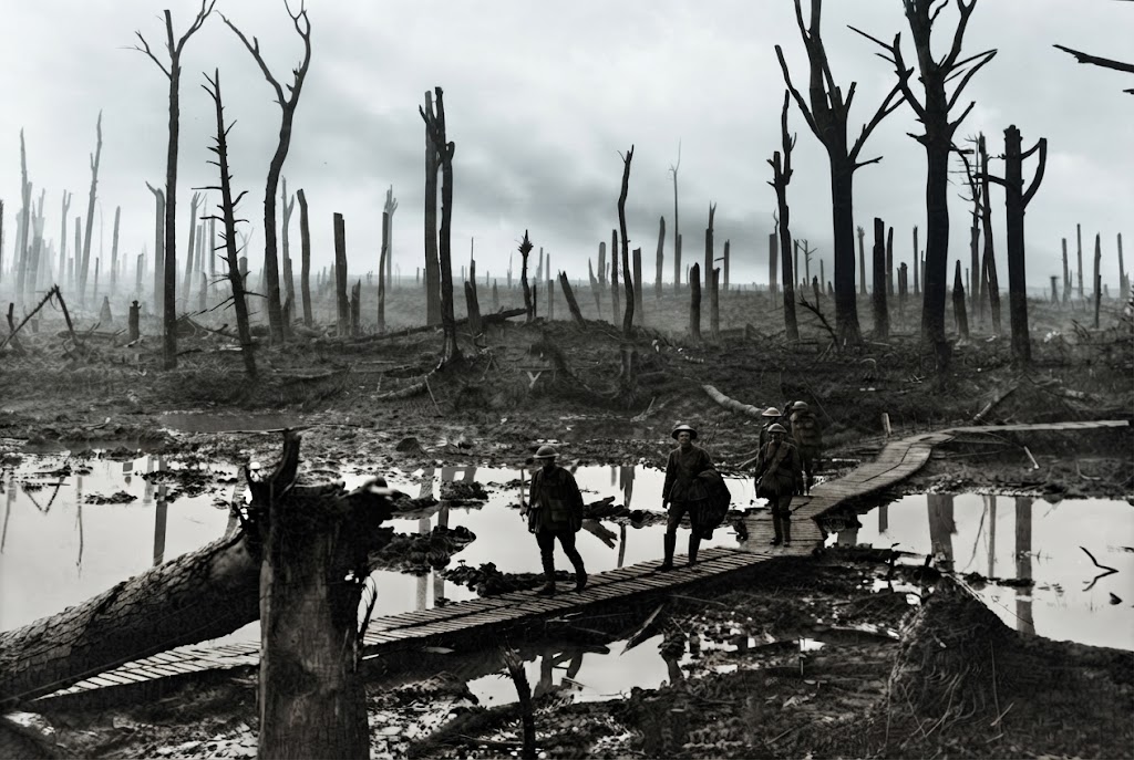 Soldiers of an Australian 4th Division field artillery brigade Battle of Passchendaele