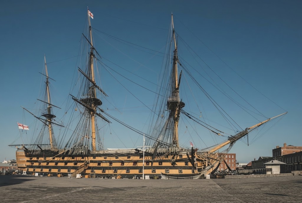 HMS Victory, flagship of Admiral Nelson, Portsmouth Historic Dockyard in England