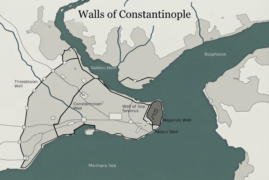 Walls of Constantinople map